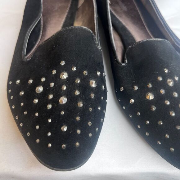 Sole Senseability Black Slip On Studded Jeweled Toe Flat Ballet Shoe Size 9M - Picture 3 of 10